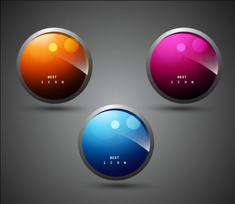 Elements of Shiny Buttons icon vector 01