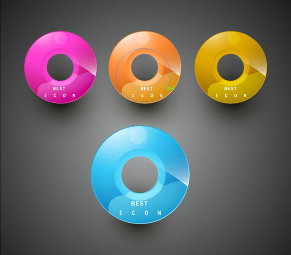 Elements of Shiny Buttons icon vector 02