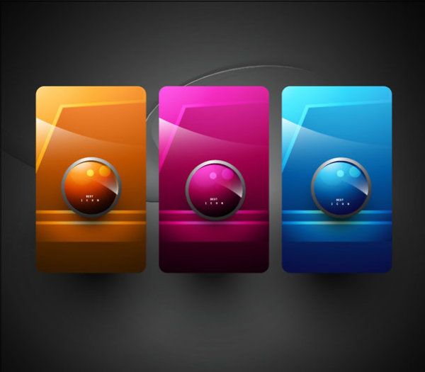 Elements of Shiny Buttons icon vector 03
