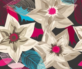 Set of Drawing Seamless Flower Pattern vector 01