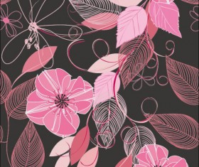 Set of Drawing Seamless Flower Pattern vector 02