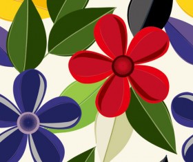 Set of Drawing Seamless Flower Pattern vector 03