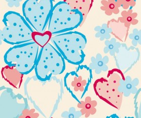 Set of Drawing Seamless Flower Pattern vector 04