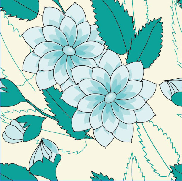 Set of Drawing Seamless Flower Pattern vector 05