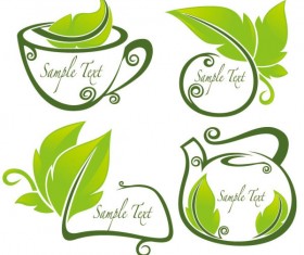 tea Elements Silhouettes vector 01