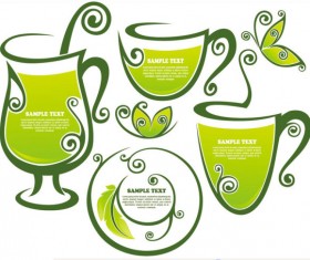 tea Elements Silhouettes vector 02