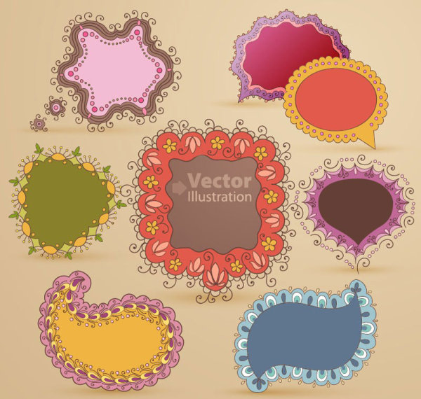 Set of cute Speech Bubbles vector 01