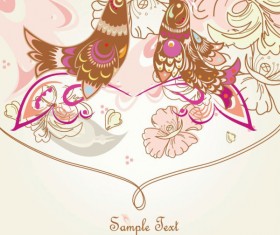 Drawing romantic floral vector background 01