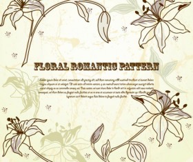 Drawing romantic floral vector background 02