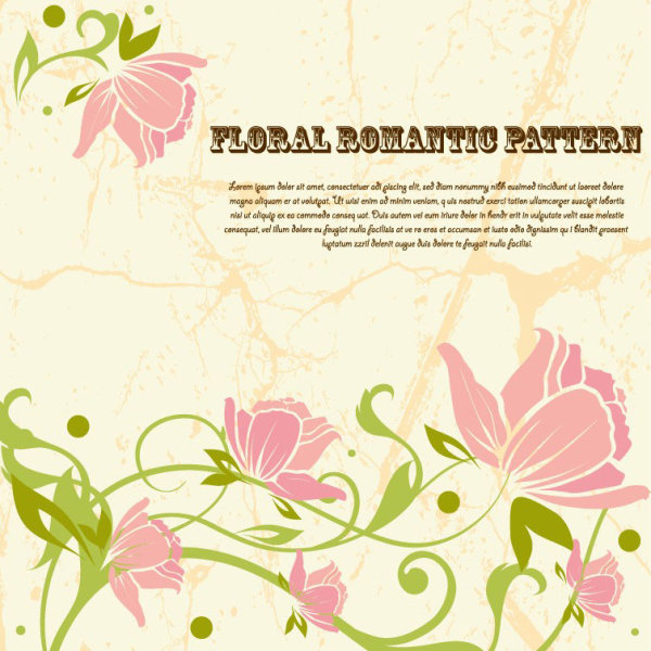 Drawing romantic floral vector background 03