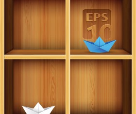 Wood Bookshelf elements vector 02