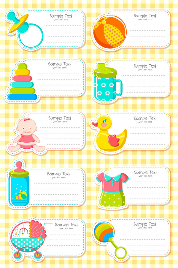 baby elements Message card vector