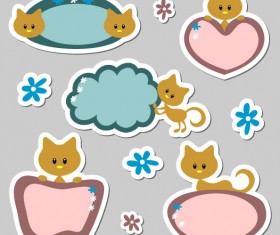 cute Cartoon dialogize label vector 01