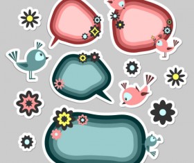 cute Cartoon dialogize label vector 02