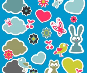 cute Cartoon dialogize label vector 04