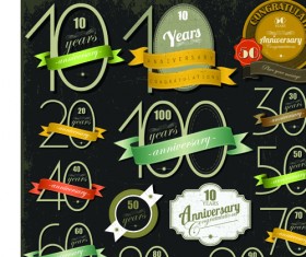 Elements of Anniversary numbers labels vector 01