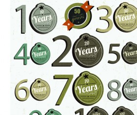 Elements of Anniversary numbers labels vector 02