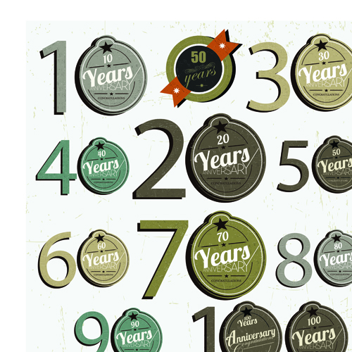 Elements of Anniversary numbers labels vector 02
