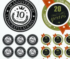Elements of Anniversary numbers labels vector 03