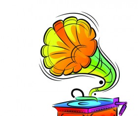 Colorful Animal and Musical instruments illustrations vector 02