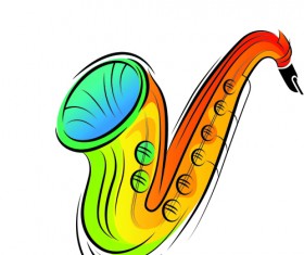 Colorful Animal and Musical instruments illustrations vector 03