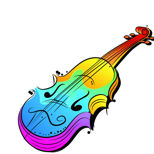 Colorful Animal and Musical instruments illustrations vector 04