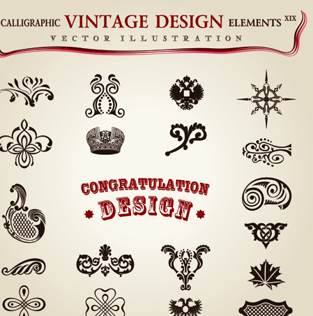 Set of Calligraphic vintage Borders and label vector 07