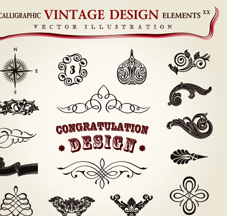 Set of Calligraphic vintage Borders and label vector 08