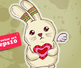 Funny Cartoon bunny vector 01