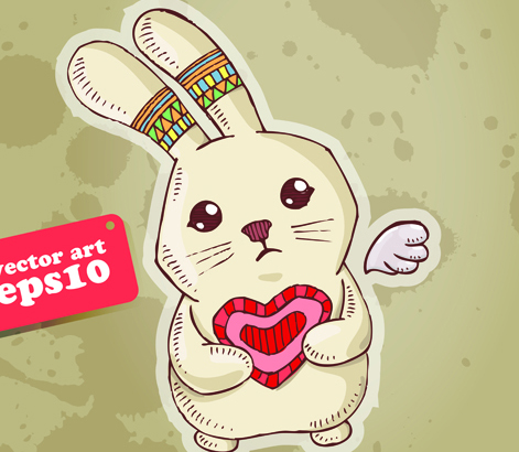 Funny Cartoon bunny vector 01