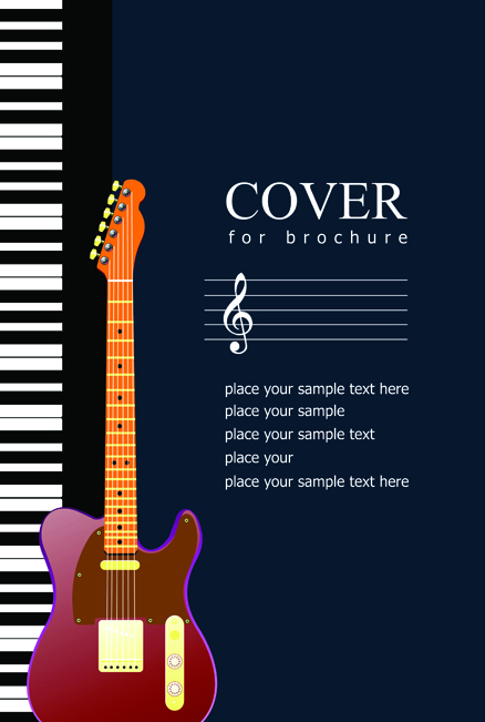 Music brochure Cover vector background 02