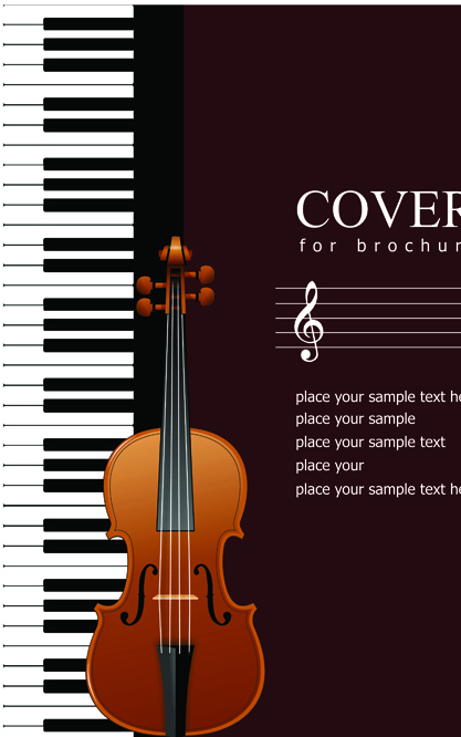 Music brochure Cover vector background 03