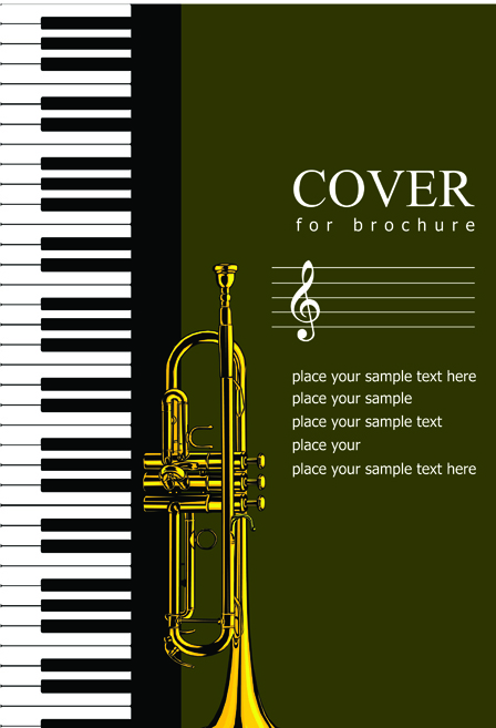 Music brochure Cover vector background 04