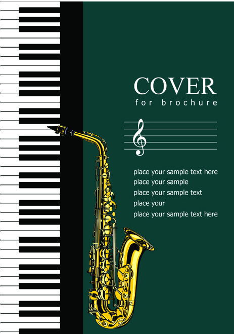 Music brochure Cover vector background 05