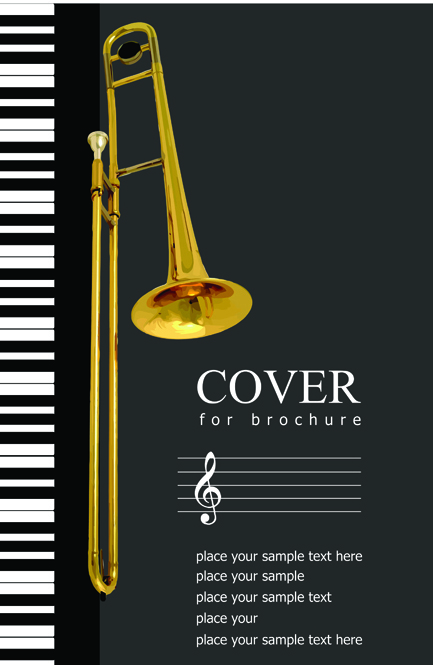Music brochure Cover vector background 07