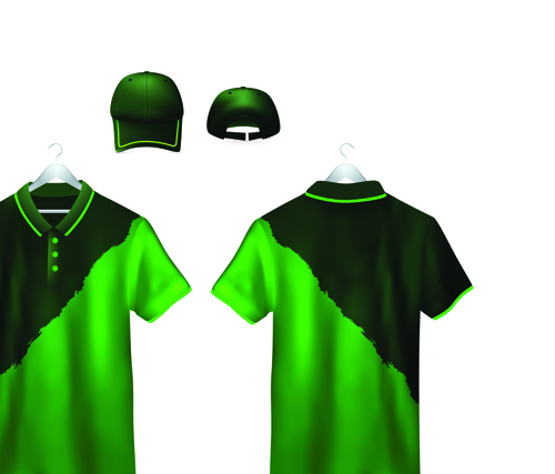 Set of t-shirts and baseball caps elements vector 02