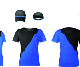 Set of t-shirts and baseball caps elements vector 03