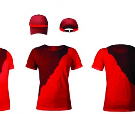 Set of t-shirts and baseball caps elements vector 04