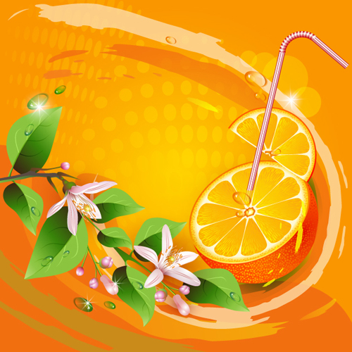 Elements of Lemon and flowers vector 03