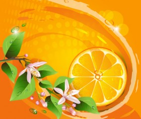 Elements of Lemon and flowers vector 01