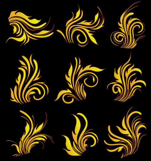 Set of Abstract Fire vector background 04