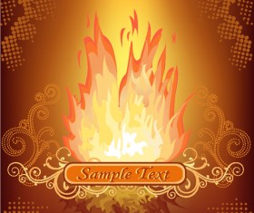 Set of Abstract Fire vector background 05