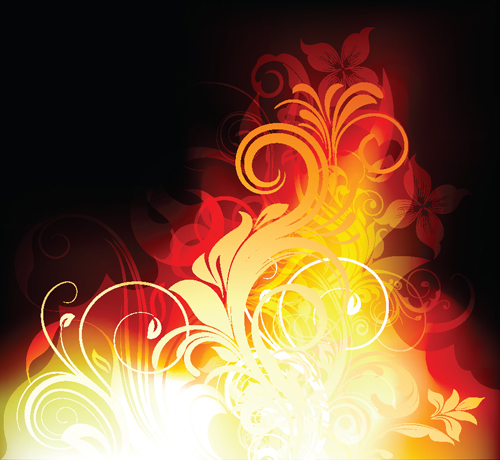 Set of Abstract Fire vector background 06