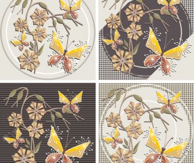 Floral and Butterfly Vintage Backgrounds Vector