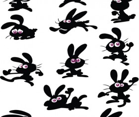 Funny Bunny Silhouettes vector set