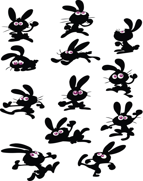 Download Funny Bunny Silhouettes vector set free download