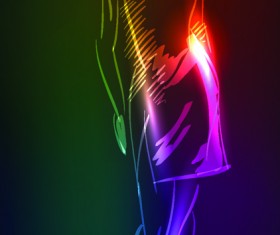 Set of Girl model drawing neon light vector 03