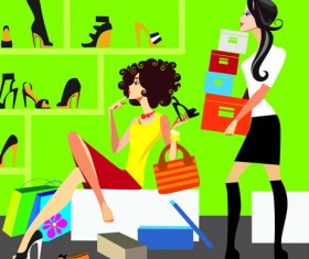 Stylish glamour Girls design elements vector 01