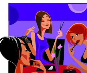 Stylish glamour Girls design elements vector 02
