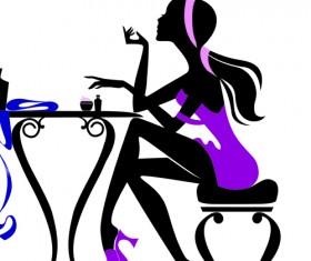 Stylish glamour Girls design elements vector 04